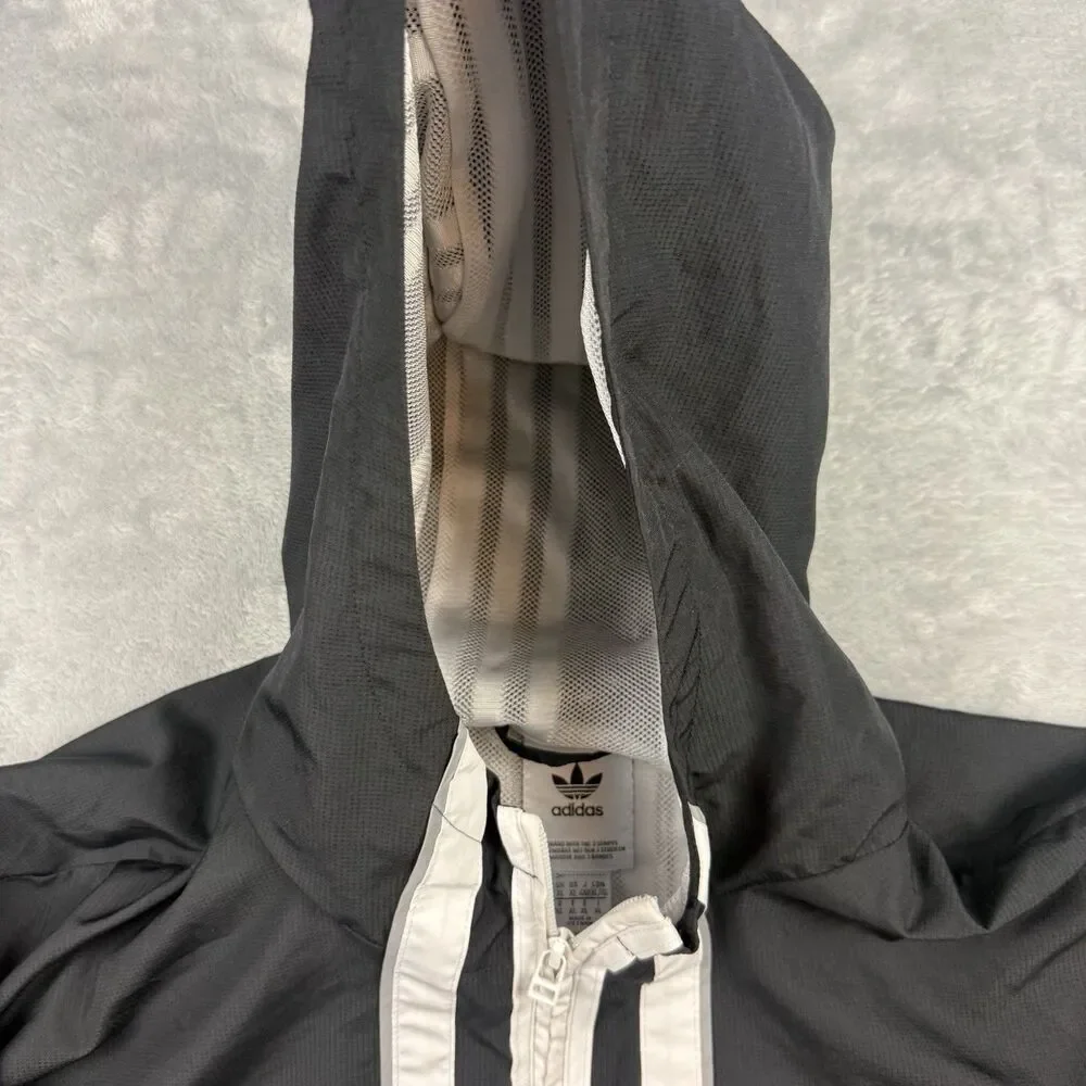 Adidas Originals Trefoil 3 Stripe Anorak Windbreaker Jacket Black White XL